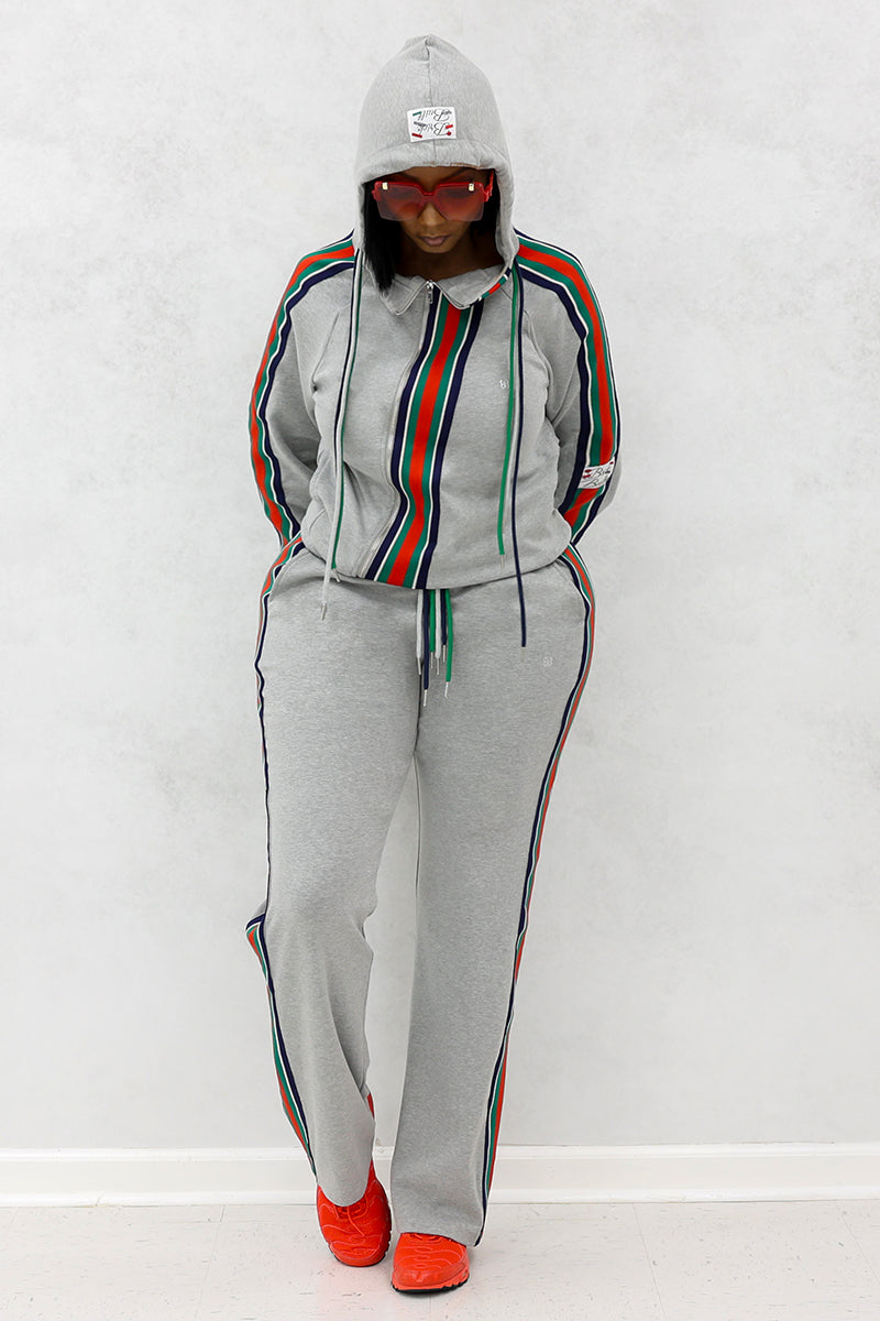 Gray Front Stripe Jacket | Women's Fitness Jacket | Women's