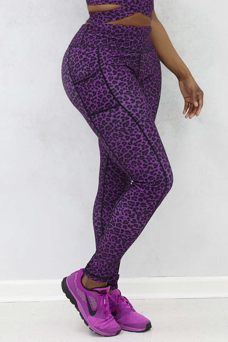 Womens Leggings in Velvet Purple Cheetah