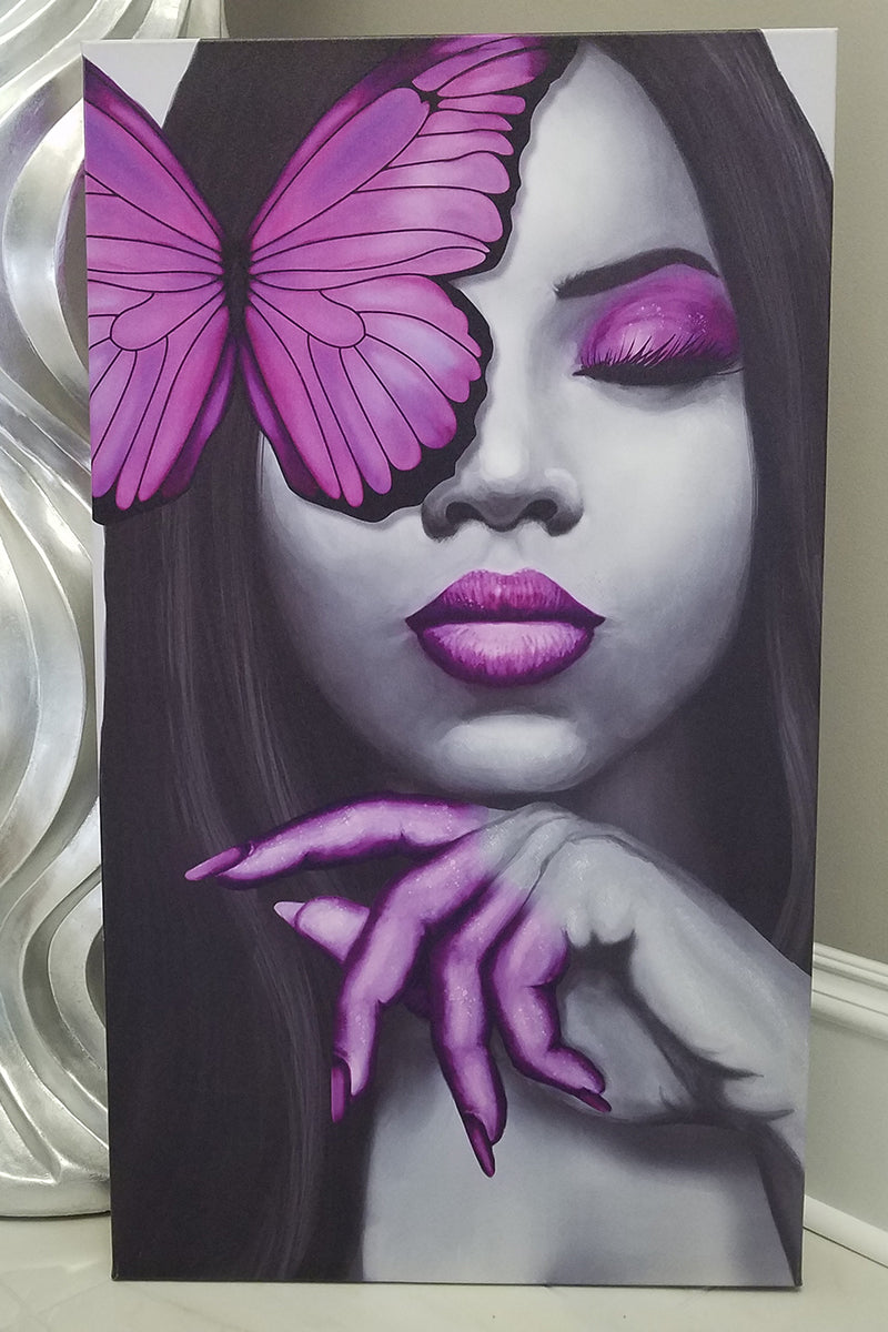 Purple Faced Butterfly Canvas Art