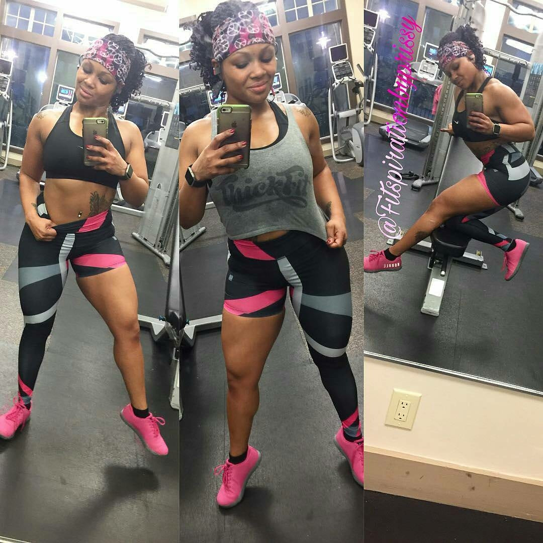 Three Women wearing unique one-legged tights featuring vibrant ombre colors in  pink-purple,designed for individuality and comfort during workouts.